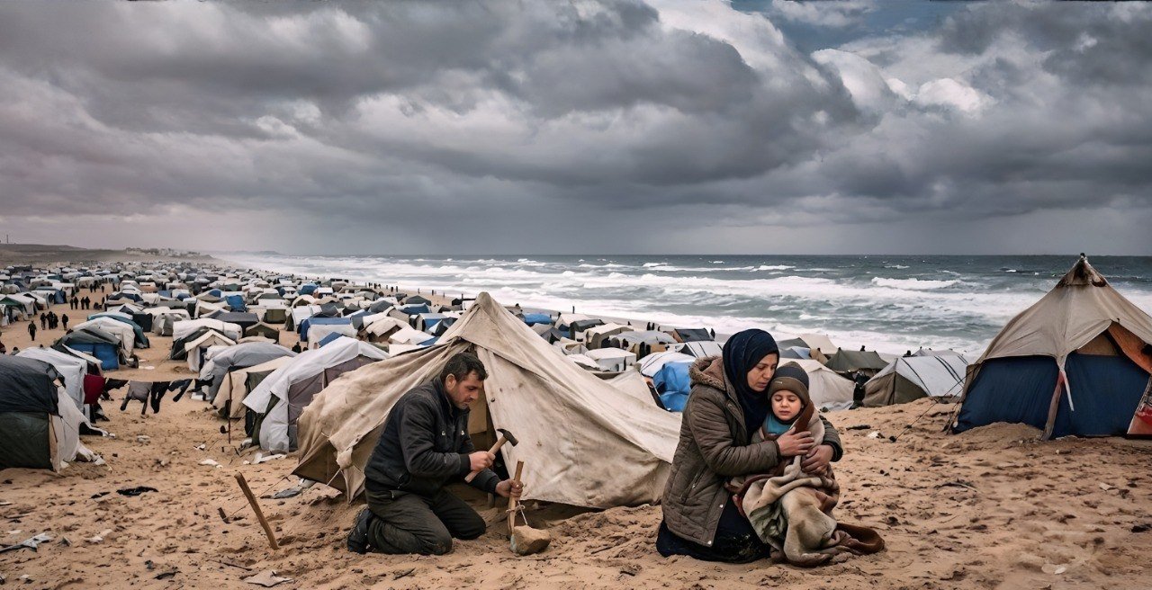الربيع لم يزر غزة والمناخ يجلد سكان الخيام
